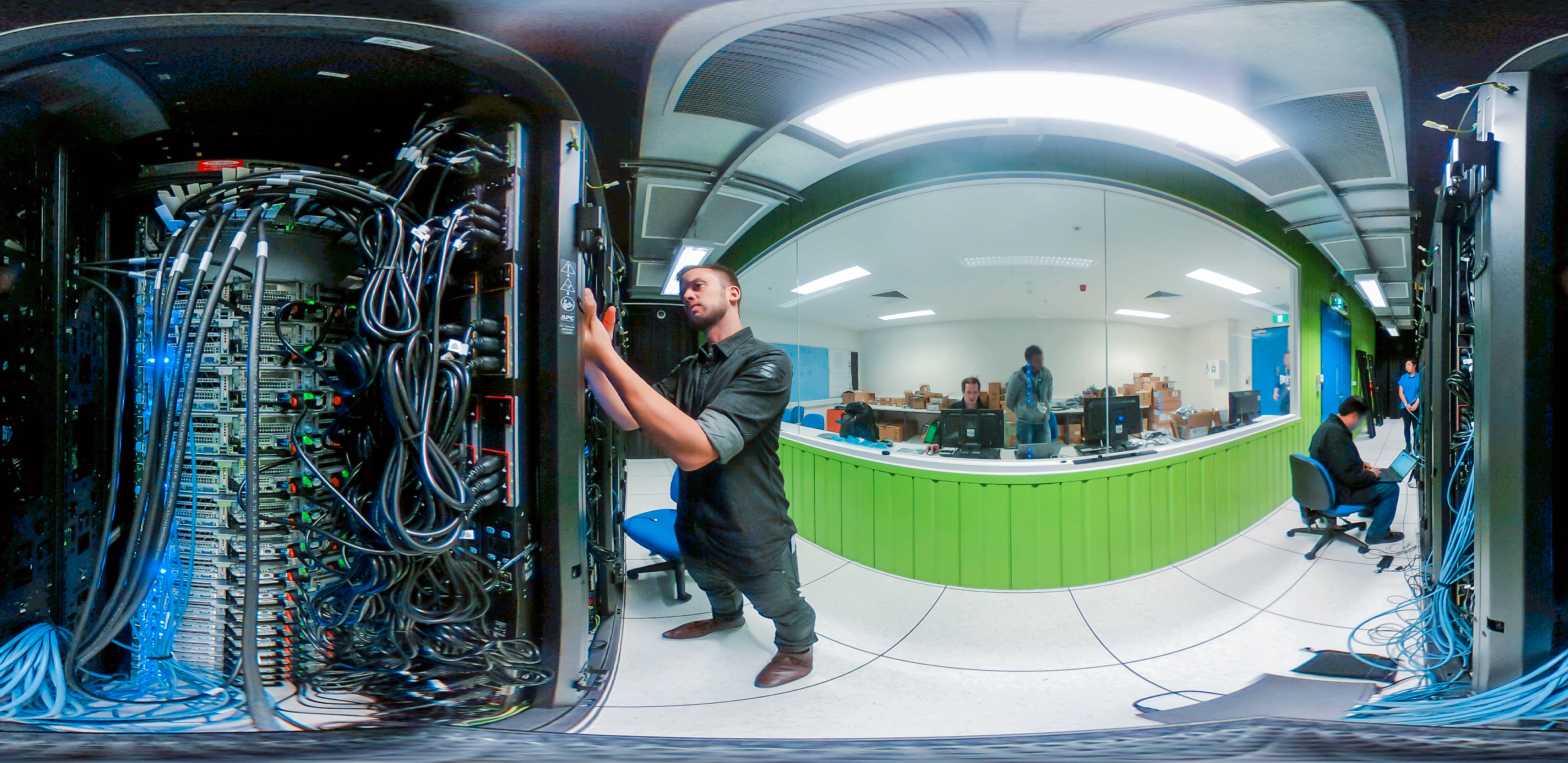 Technician works on Ozstar Supercomputer stack